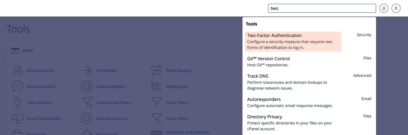 Two-Factor Authentication cPanel