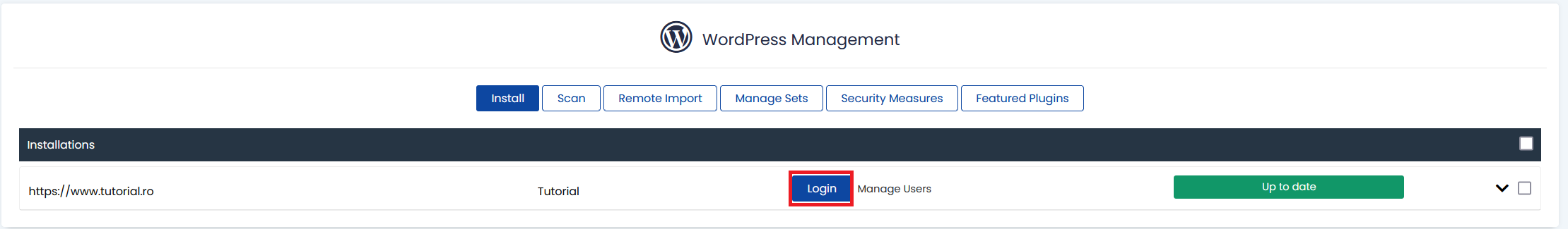 Logare in WordPress by softaculous